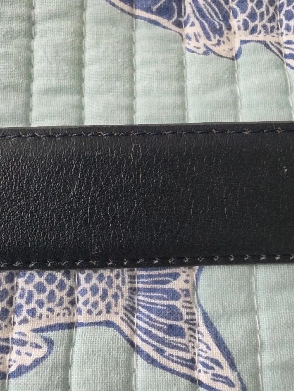 Men's Gold Buckle Reversible Gray/Navy Leather Belt Men's Belt